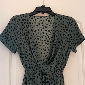 Animal print dress- dark minty green